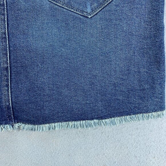 Arizona Jean Skirt Womens Juniors 7 Distresed Ripped Raw Hem Denim Medium Wash - Picture 4 of 8